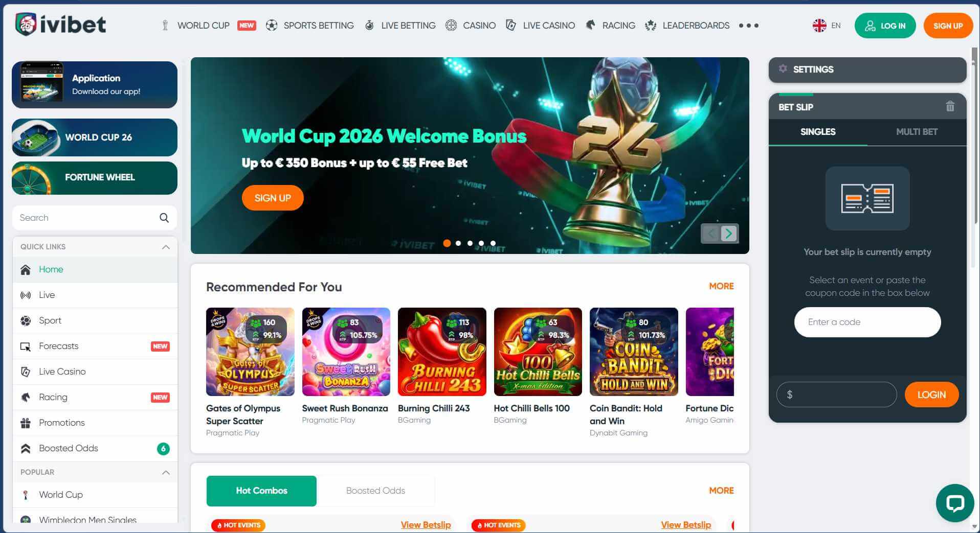 Ivibet sportsbook interface as shown on the operator&rsquo;s site